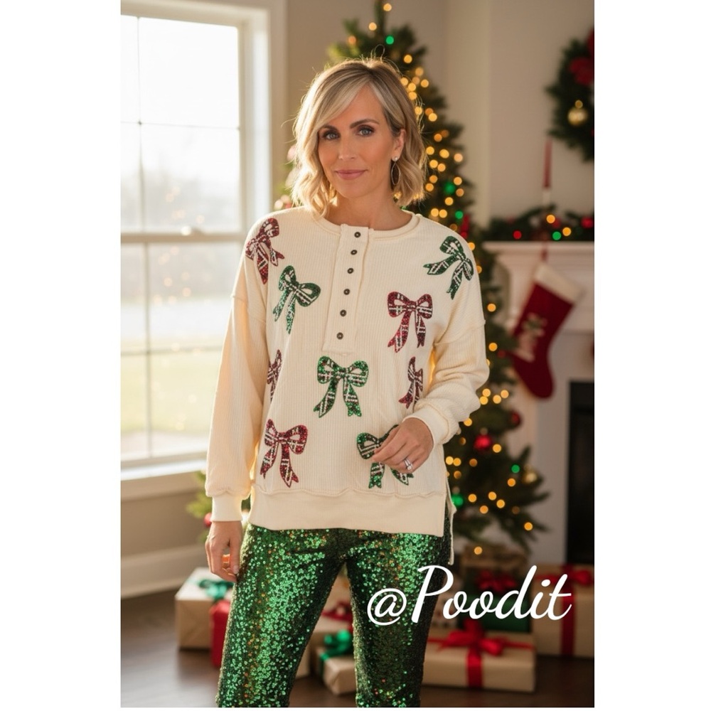 Peach love California oversized corduroy holiday pullover S M L